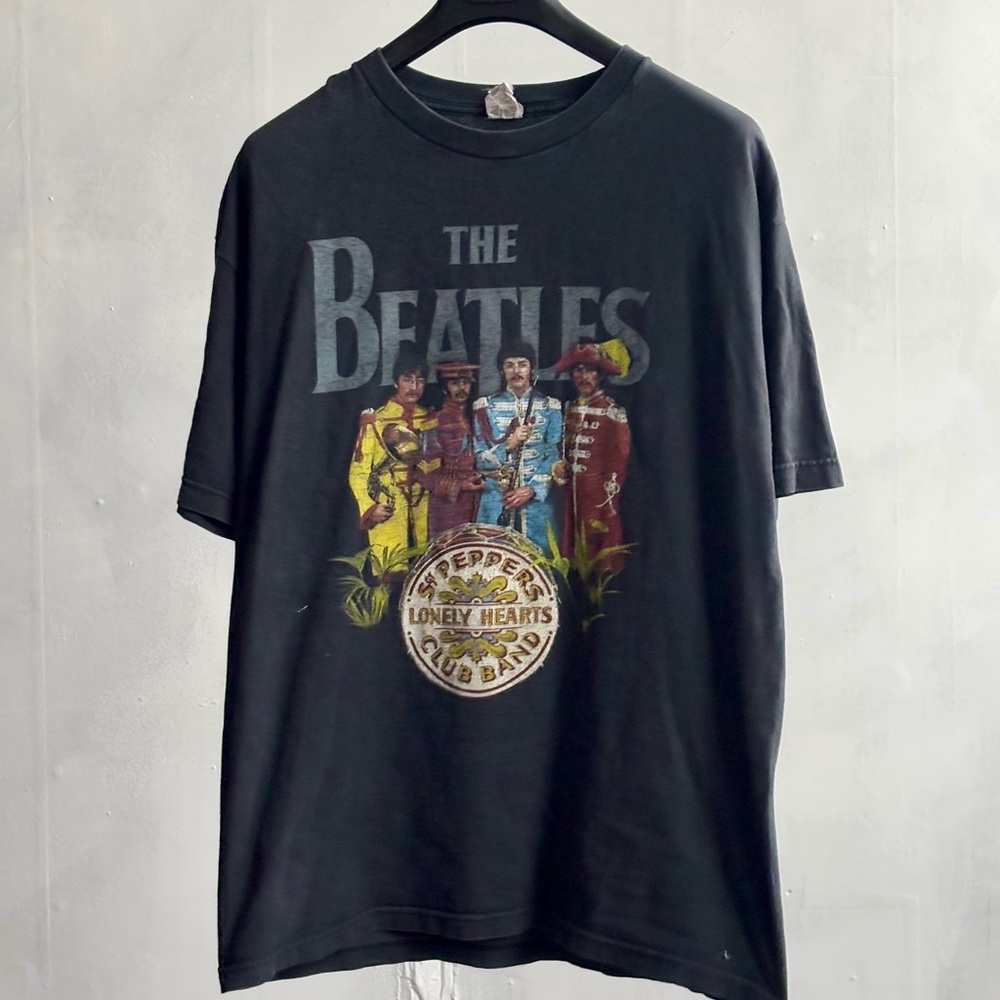 The Beatles Black Short Sleeve Tee with Psychedelic Design